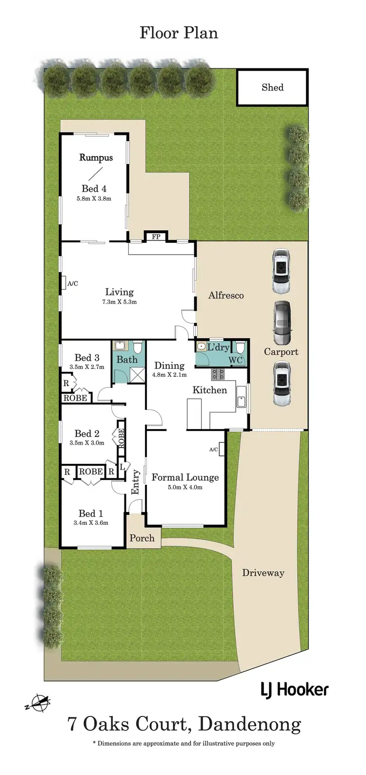 Floorplan of Homely house listing, 7 Oaks Court, Dandenong VIC 3175
