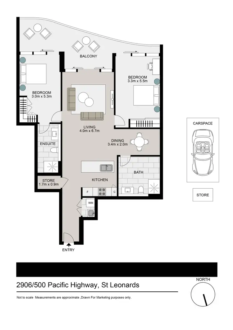 Floorplan of Homely apartment listing, 2906/500 Pacific Highway, St Leonards NSW 2065
