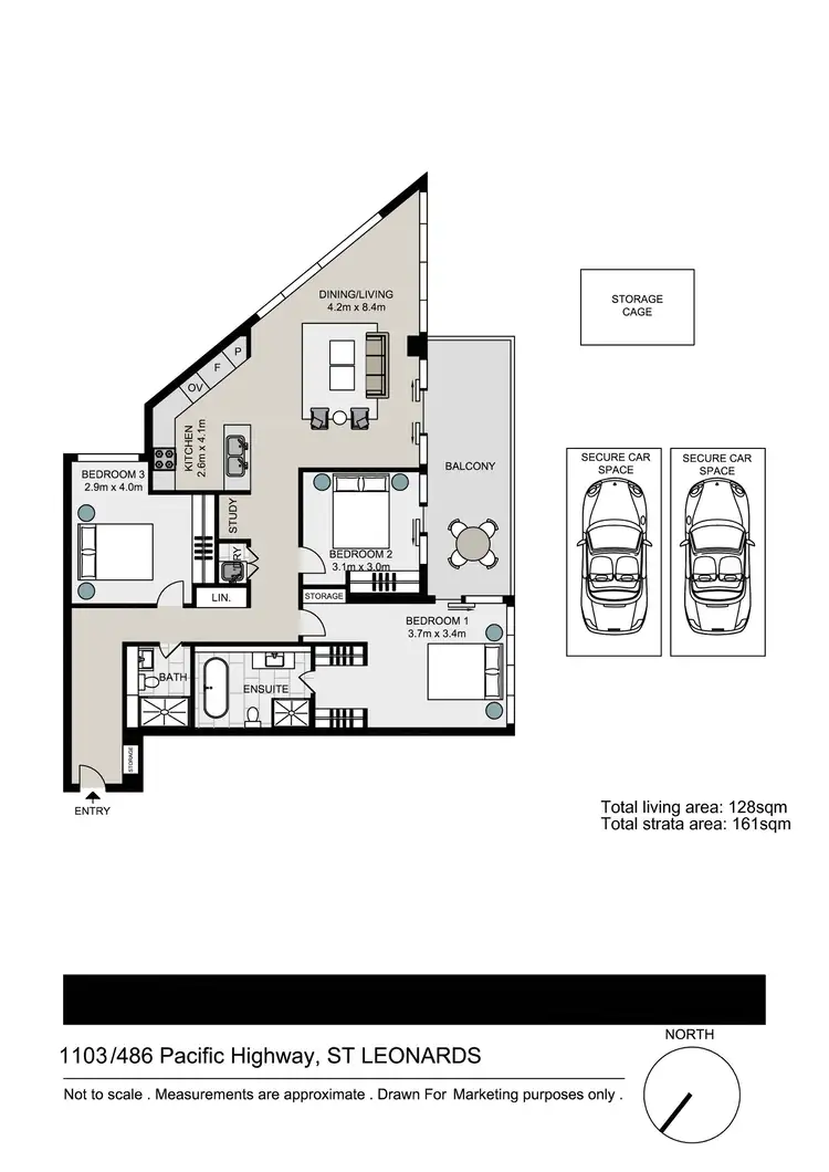 Floorplan of Homely apartment listing, 1103/486 Pacific Highway, St Leonards NSW 2065