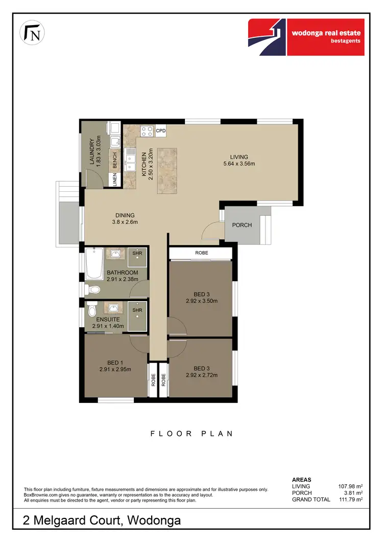 Floorplan of Homely house listing, 2 Melgaard Court, Wodonga VIC 3690