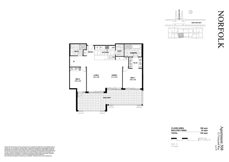 Floorplan of Homely apartment listing, 508/10-16 Vineyard Way, Breakfast Point NSW 2137