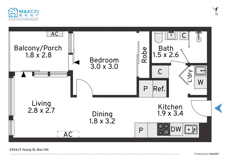 Floorplan of Homely apartment listing, 2304/3 Young Street, Box Hill VIC 3128