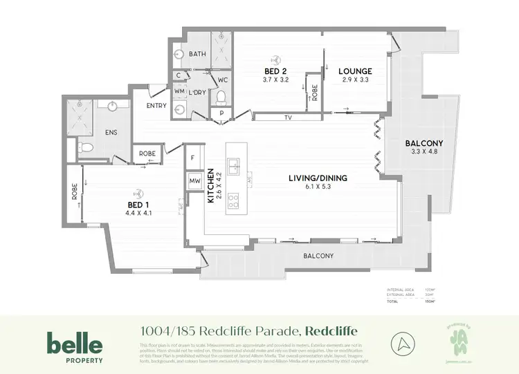 Floorplan of Homely unit listing, 1004/185 Redcliffe Parade, Redcliffe QLD 4020