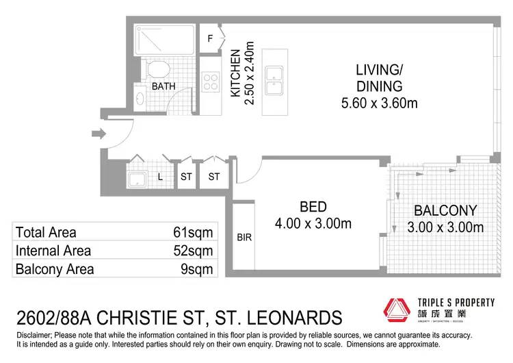 Floorplan of Homely apartment listing, 2602/88A Christie Street, St Leonards NSW 2065