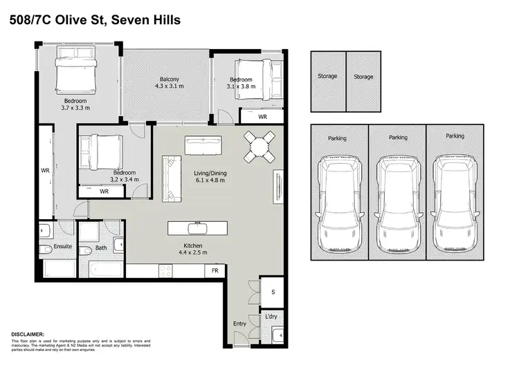 Floorplan of Homely apartment listing, 508/7C Olive Street, Seven Hills NSW 2147