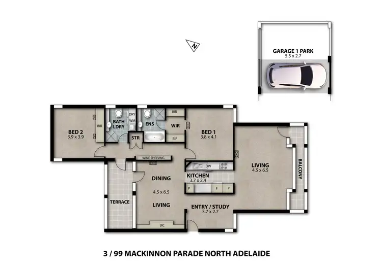 Floorplan of Homely apartment listing, 3/99-101 Mackinnon Parade, North Adelaide SA 5006