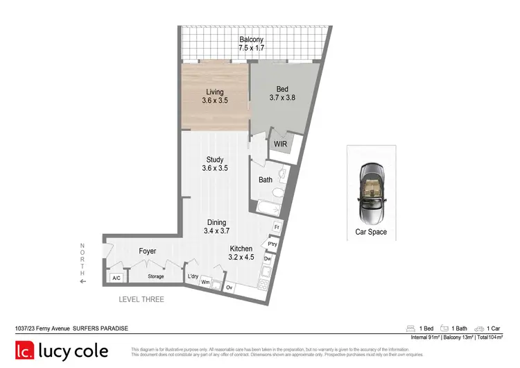 Floorplan of Homely apartment listing, 1037/23 Ferny Avenue, Surfers Paradise QLD 4217