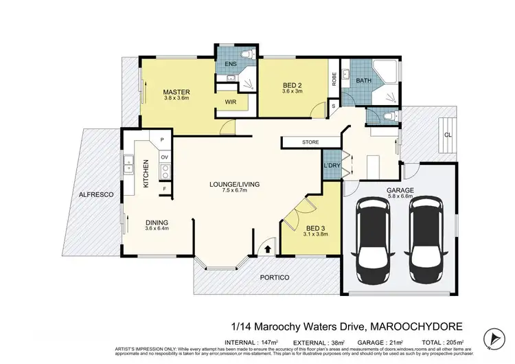 Floorplan of Homely semi-detached listing, 1/14 Maroochy Waters Drive, Maroochydore QLD 4558