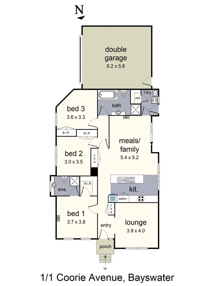 Floorplan of Homely unit listing, 1/1 Coorie Avenue, Bayswater VIC 3153