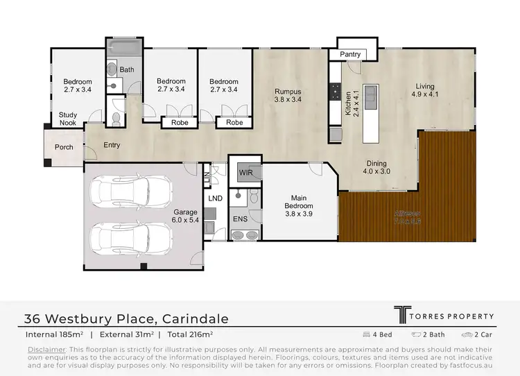 Floorplan of Homely house listing, 36 Westbury Place, Carindale QLD 4152
