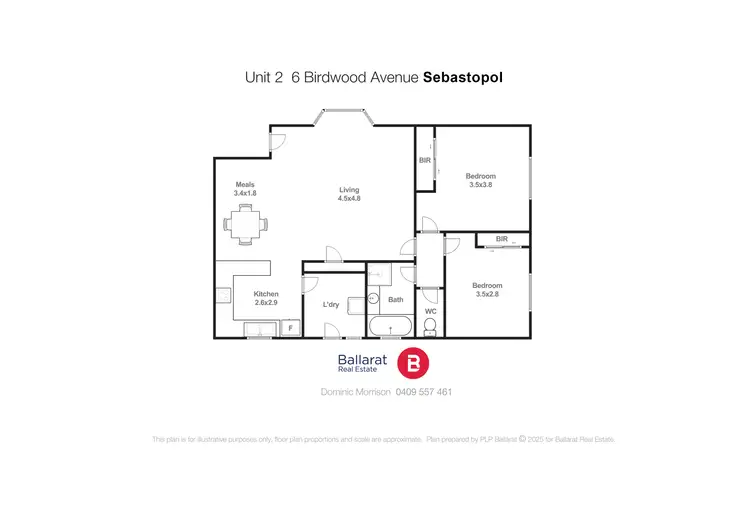 Floorplan of Homely unit listing, 2/6 Birdwood Avenue, Sebastopol VIC 3356