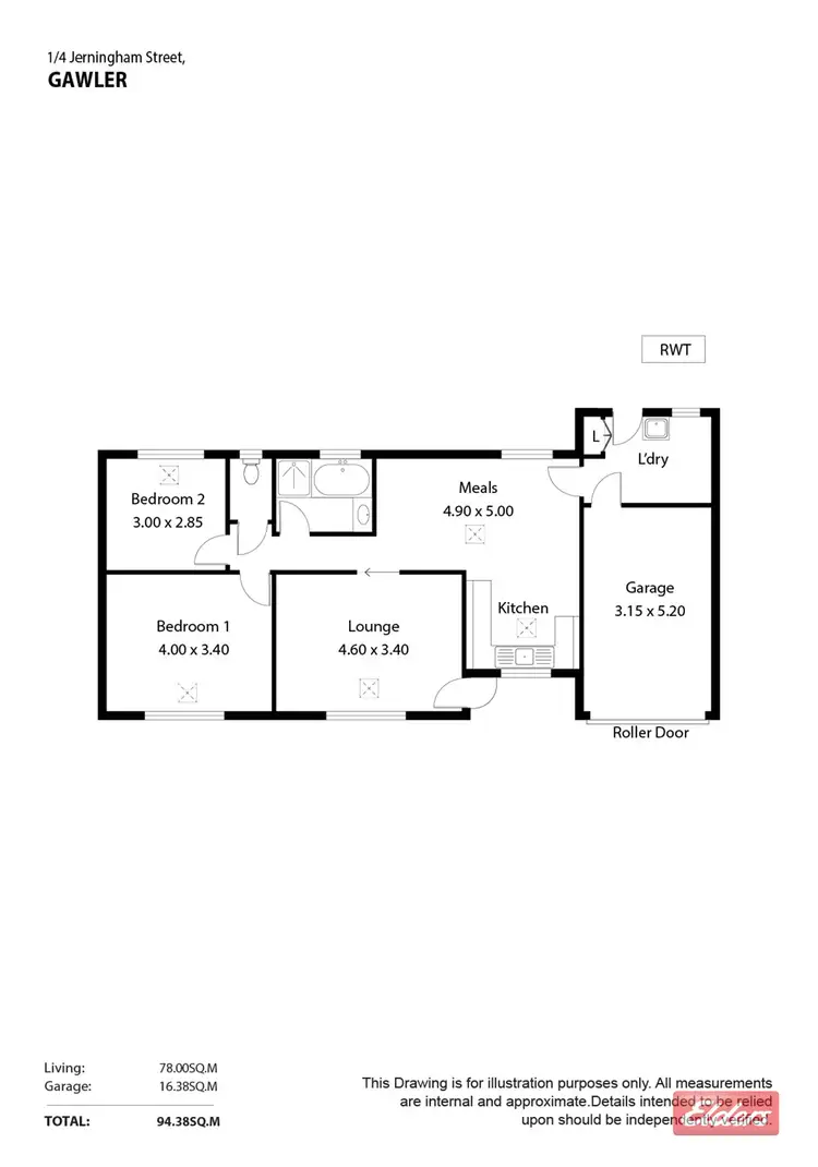 Floorplan of Homely unit listing, 1/4 Jerningham Street, Gawler SA 5118