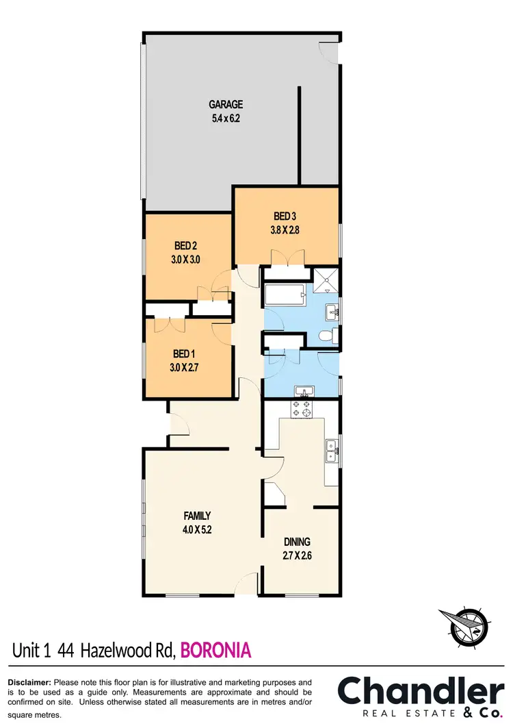 Floorplan of Homely unit listing, 1/44 Hazelwood Road, Boronia VIC 3155