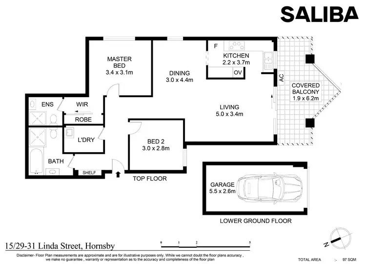 Floorplan of Homely unit listing, 15/29-31 Linda Street, Hornsby NSW 2077