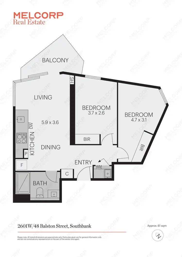 Floorplan of Homely apartment listing, 2601W/48 Balston Street, Southbank VIC 3006