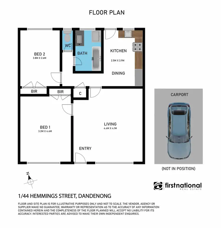 Floorplan of Homely unit listing, 1/44 Hemmings Street, Dandenong VIC 3175