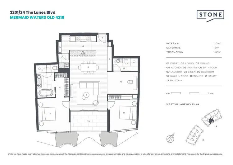 Floorplan of Homely apartment listing, 3201/24 The Lanes Boulevard, Mermaid Waters QLD 4218