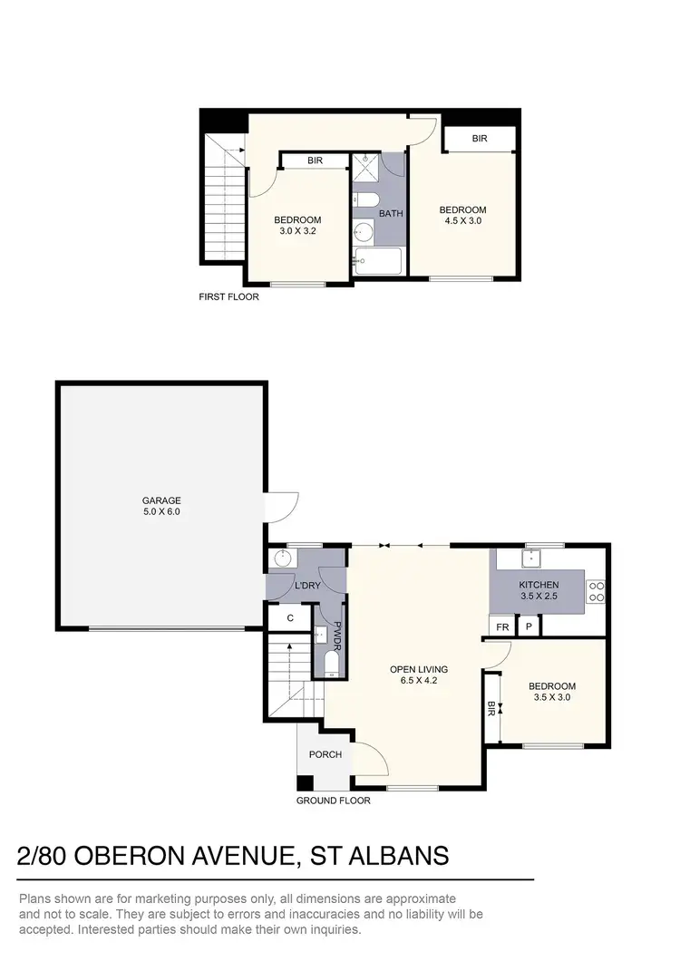 Floorplan of Homely townhouse listing, 2/80 Oberon Avenue, St Albans VIC 3021