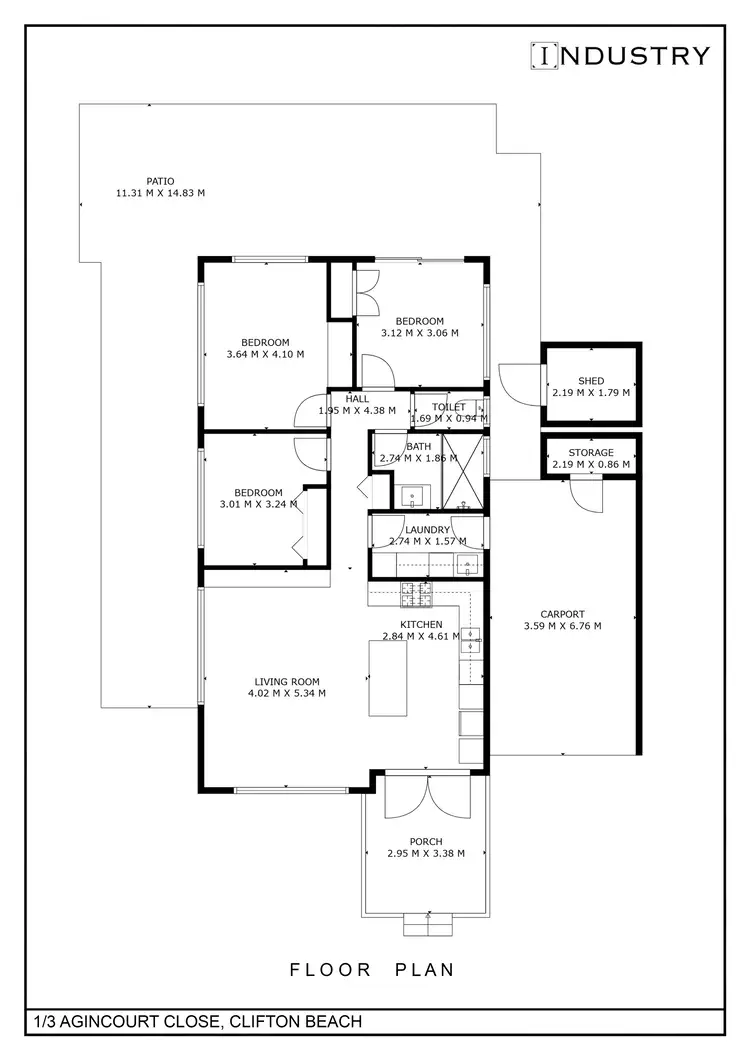 Floorplan of Homely semi-detached listing, 1/3 Agincourt Close, Clifton Beach QLD 4879