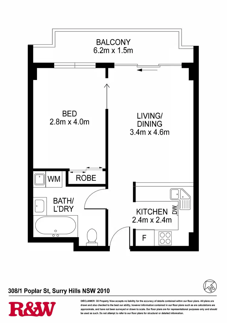 Floorplan of Homely apartment listing, 308/1 Poplar Street, Surry Hills NSW 2010
