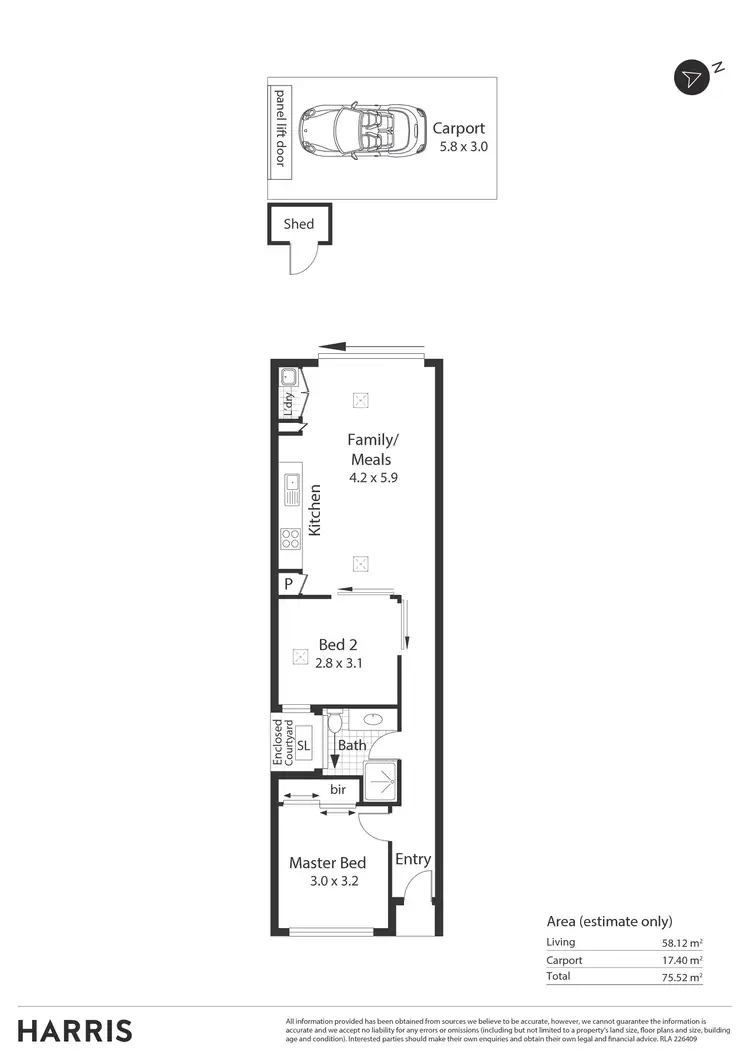 Floorplan of Homely unit listing, 2/9 Baxter Avenue, Eyre SA 5121