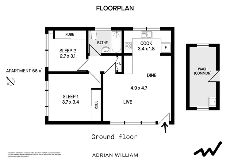 Floorplan of Homely apartment listing, 3/12 George Street, Marrickville NSW 2204