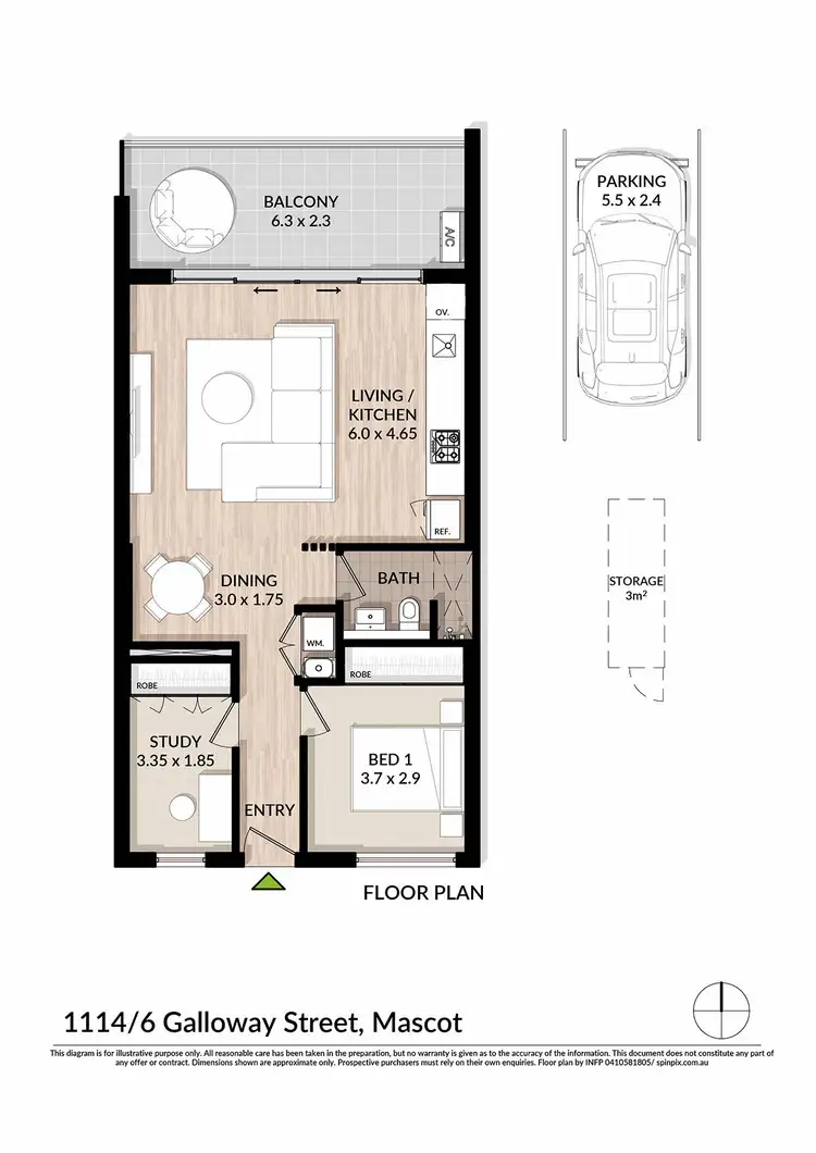 Floorplan of Homely apartment listing, 1114/6 Galloway Street, Mascot NSW 2020