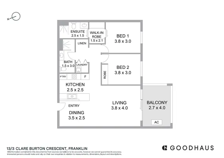 Floorplan of Homely apartment listing, 13/3 Clare Burton Crescent, Franklin ACT 2913