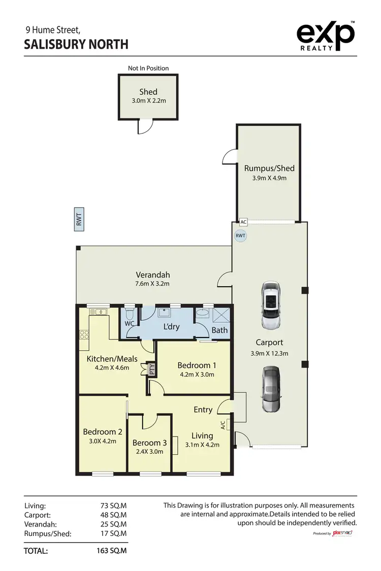 Floorplan of Homely semi-detached listing, 9 Hume Street, Salisbury North SA 5108