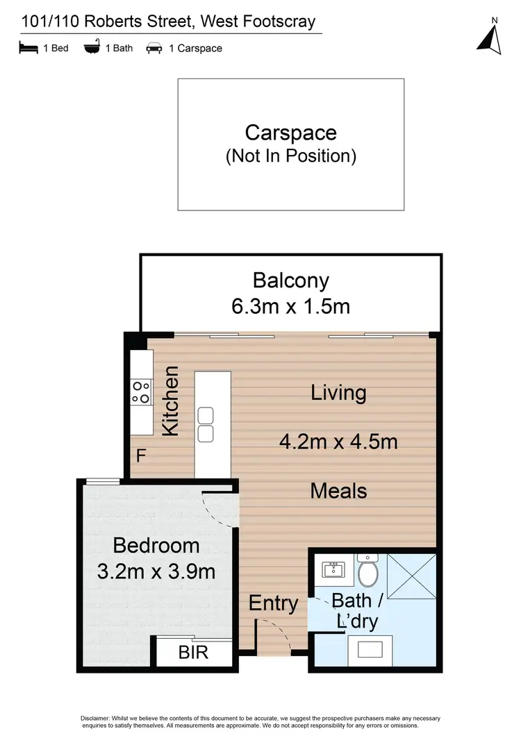Floorplan of Homely apartment listing, 101/110 Roberts Street, West Footscray VIC 3012