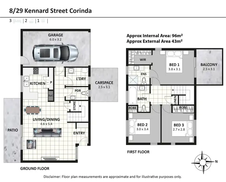 Floorplan of Homely townhouse listing, 8/29 Kennard Street, Corinda QLD 4075