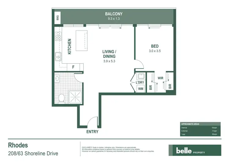 Floorplan of Homely apartment listing, 208/63 Shoreline Drive, Rhodes NSW 2138