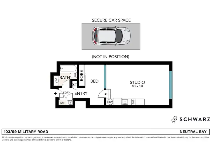 Floorplan of Homely studio listing, 103/99 Military Road, Neutral Bay NSW 2089