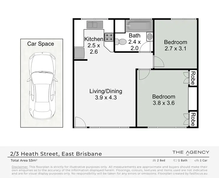 Floorplan of Homely unit listing, 2/3 Heath Street, East Brisbane QLD 4169