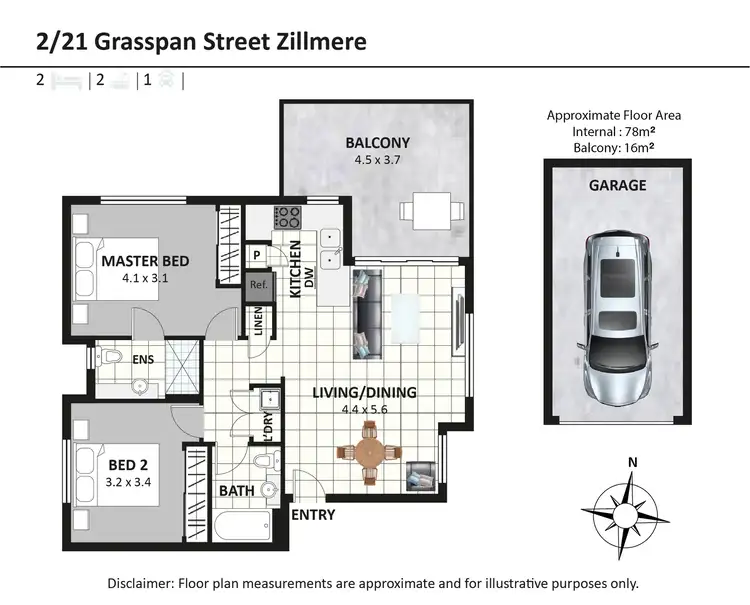 Floorplan of Homely unit listing, 2/21 Grasspan Street, Zillmere QLD 4034