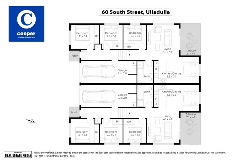 Floorplan of Homely semi-detached listing, 1/60 & 2/60 South Street, Ulladulla NSW 2539