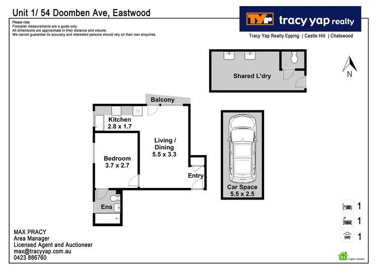 Floorplan of Homely apartment listing, 1/54 Doomben Avenue, Eastwood NSW 2122