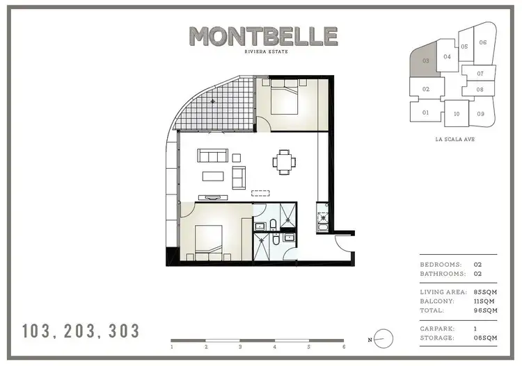 Floorplan of Homely apartment listing, 303/80 La Scala Avenue, Maribyrnong VIC 3032