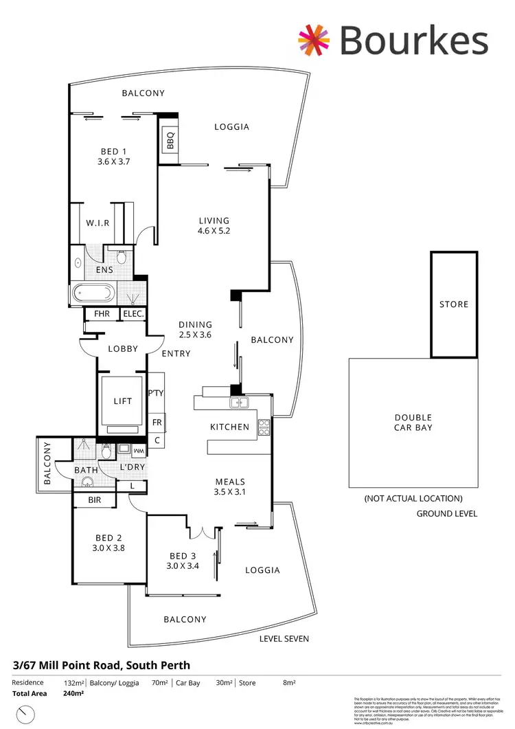 Floorplan of Homely apartment listing, 3/67 Mill Point Road, South Perth WA 6151