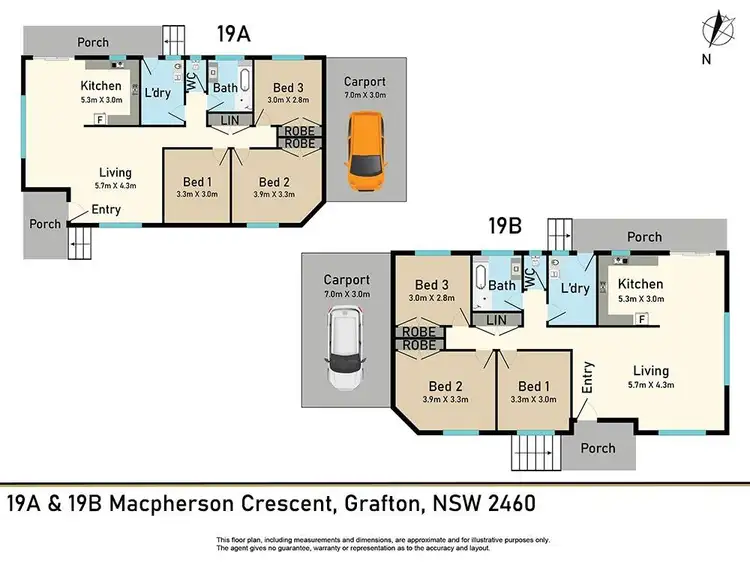 Floorplan of Homely semi-detached listing, 19a & 19b MacPherson Crescent, Grafton NSW 2460