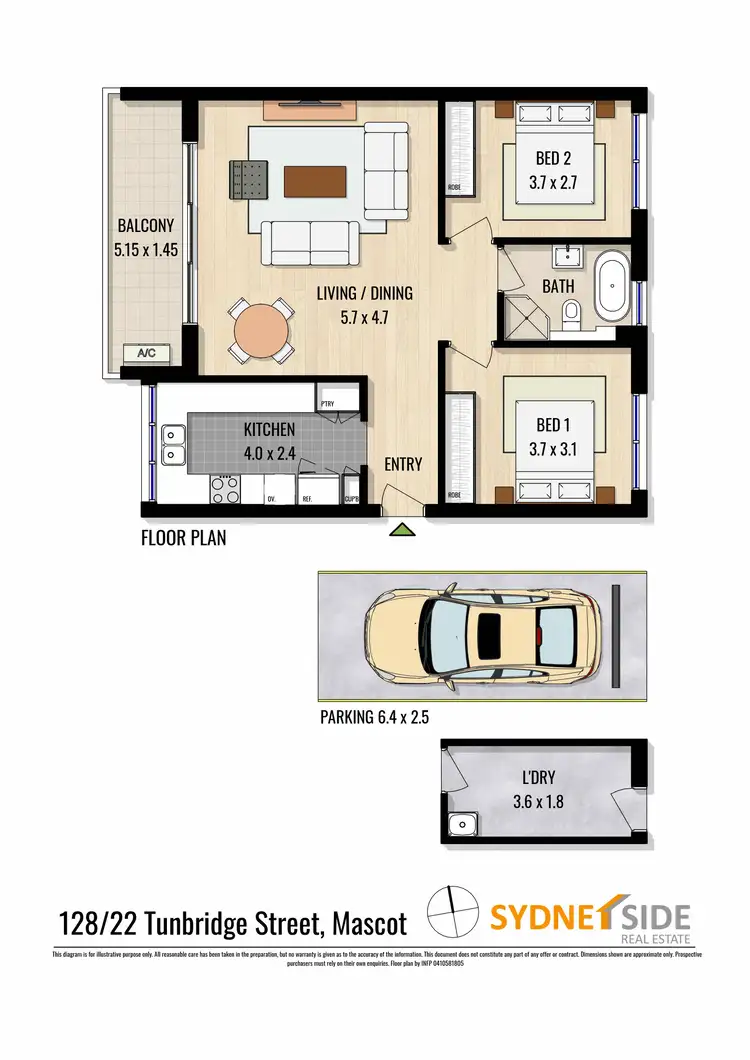 Floorplan of Homely apartment listing, 128/22 Tunbridge Street, Mascot NSW 2020