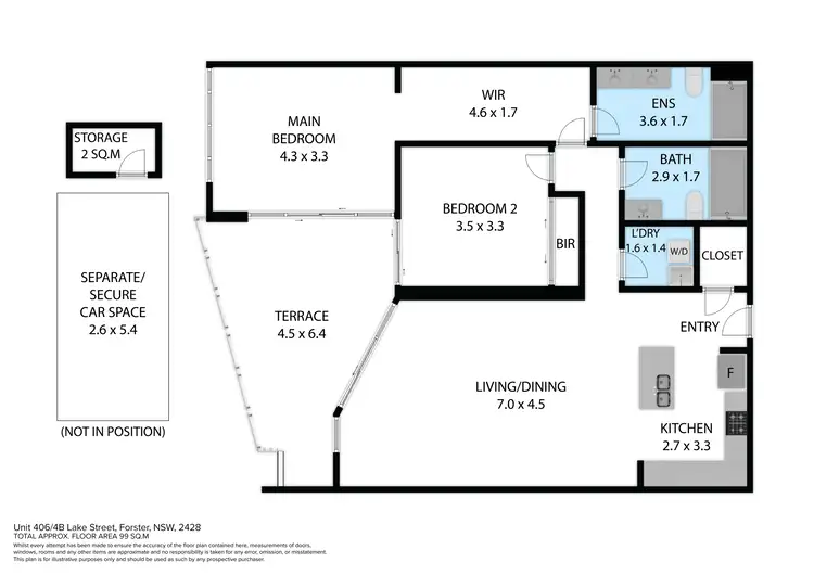 Floorplan of Homely unit listing, 406/4B Lake Street, Forster NSW 2428