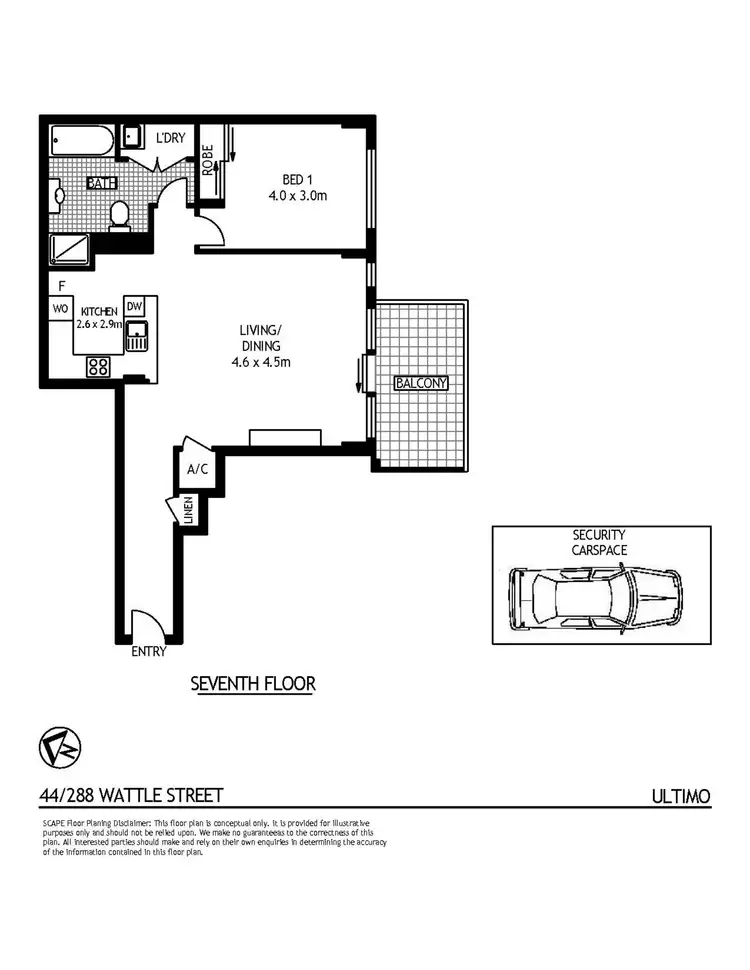 Floorplan of Homely apartment listing, 44/288 Wattle Street, Ultimo NSW 2007