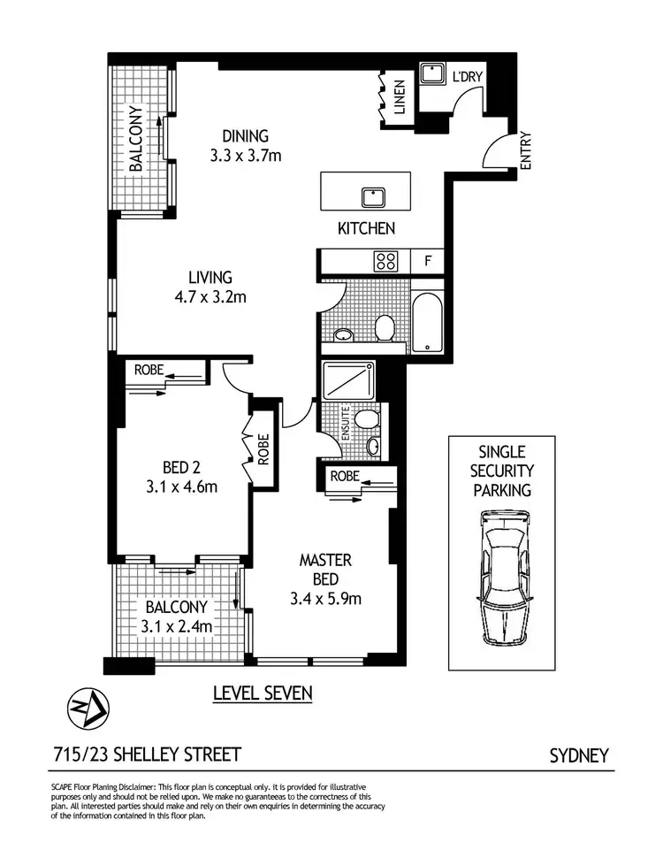 Floorplan of Homely apartment listing, 715/23 Shelley Street, Sydney NSW 2000