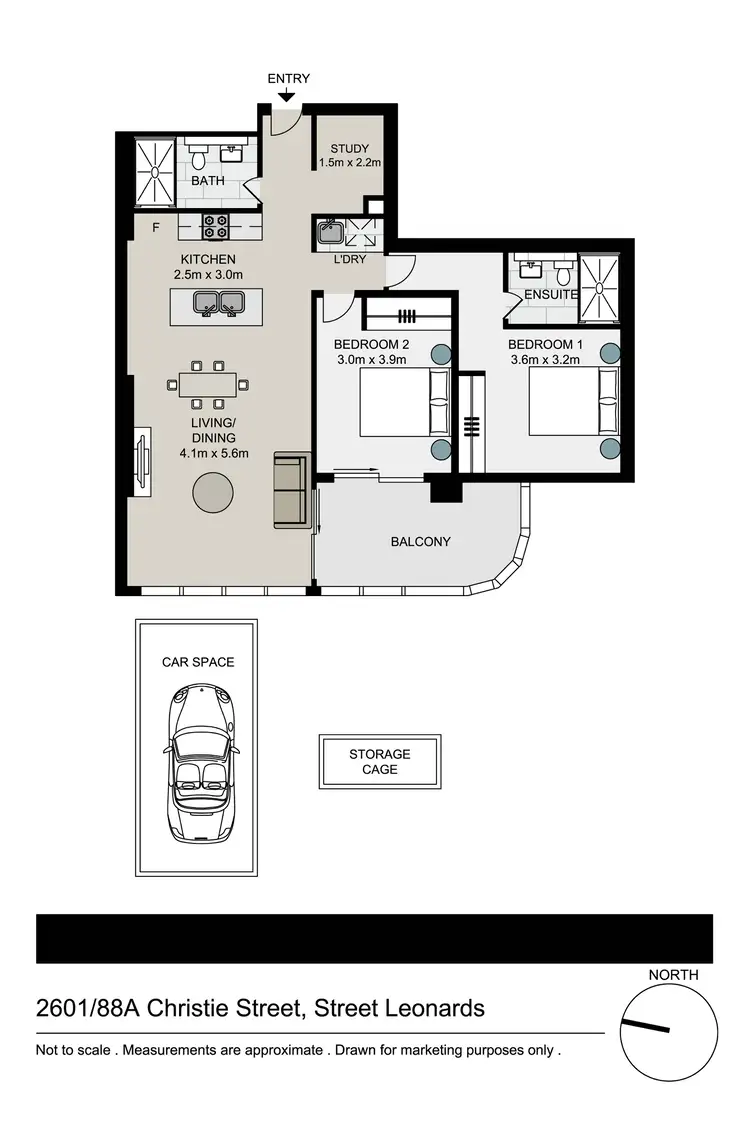 Floorplan of Homely apartment listing, 2601/88A Christie Street, St Leonards NSW 2065