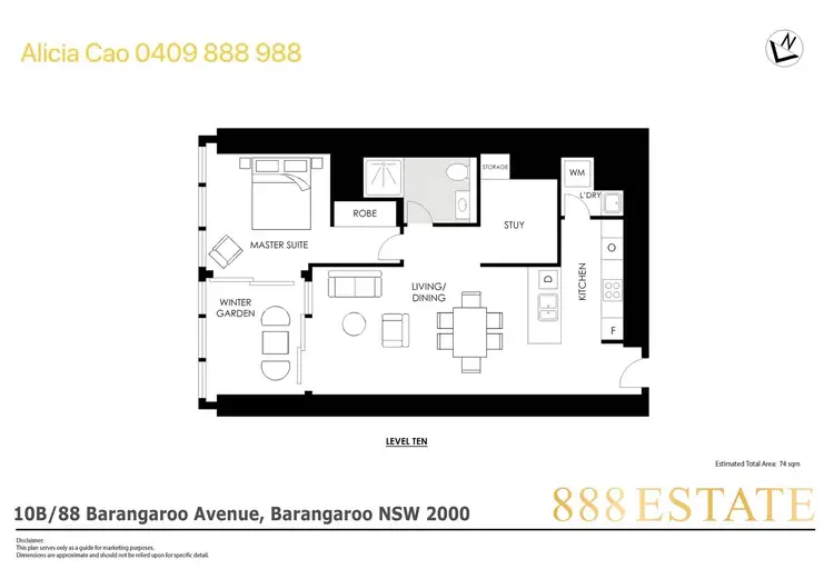 Floorplan of Homely apartment listing, 10B/88 Barangaroo Avenue, Barangaroo NSW 2000