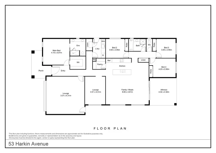 Floorplan of Homely house listing, 53 Harkin Avenue, Wodonga VIC 3690