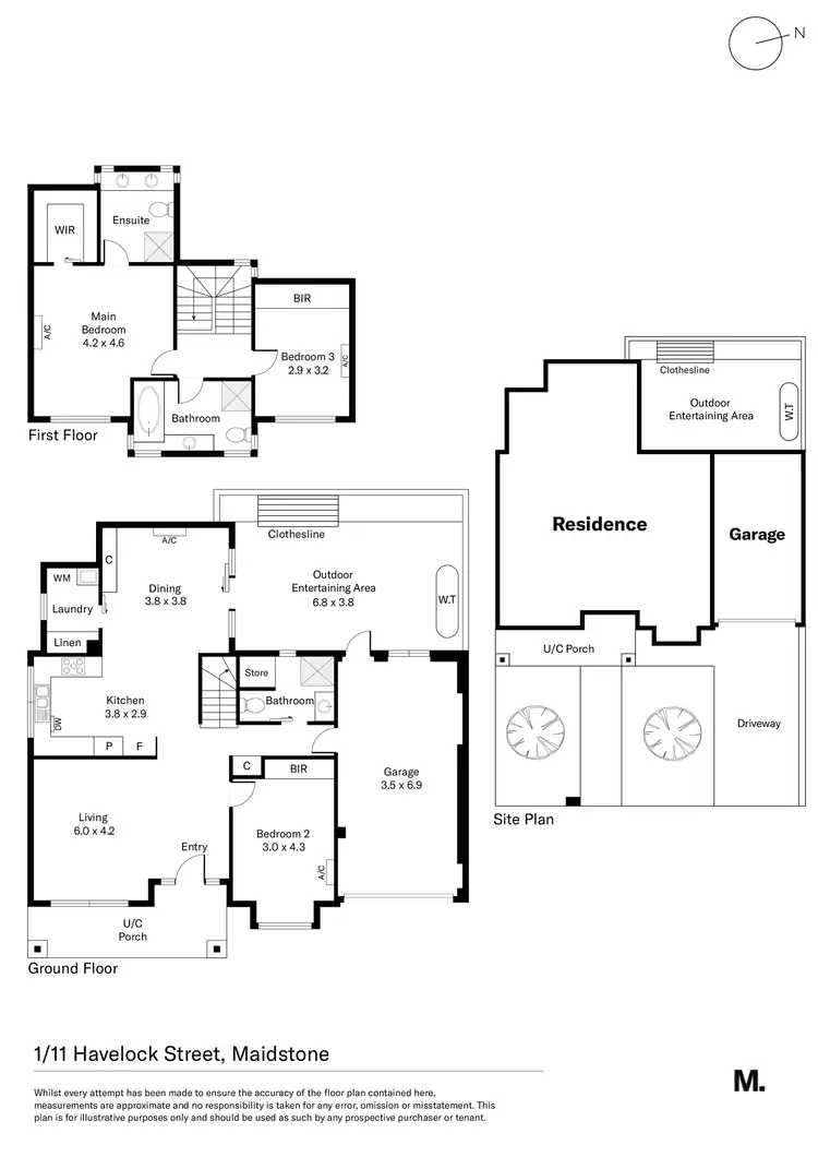 Floorplan of Homely townhouse listing, 1/11 Havelock Street, Maidstone VIC 3012
