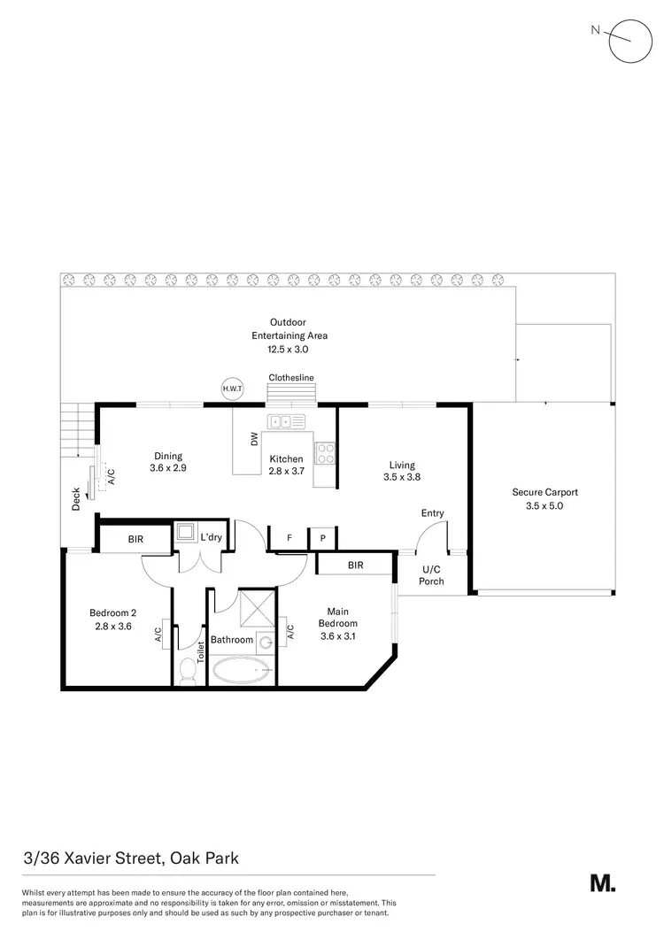 Floorplan of Homely unit listing, 3/36 Xavier Street, Oak Park VIC 3046