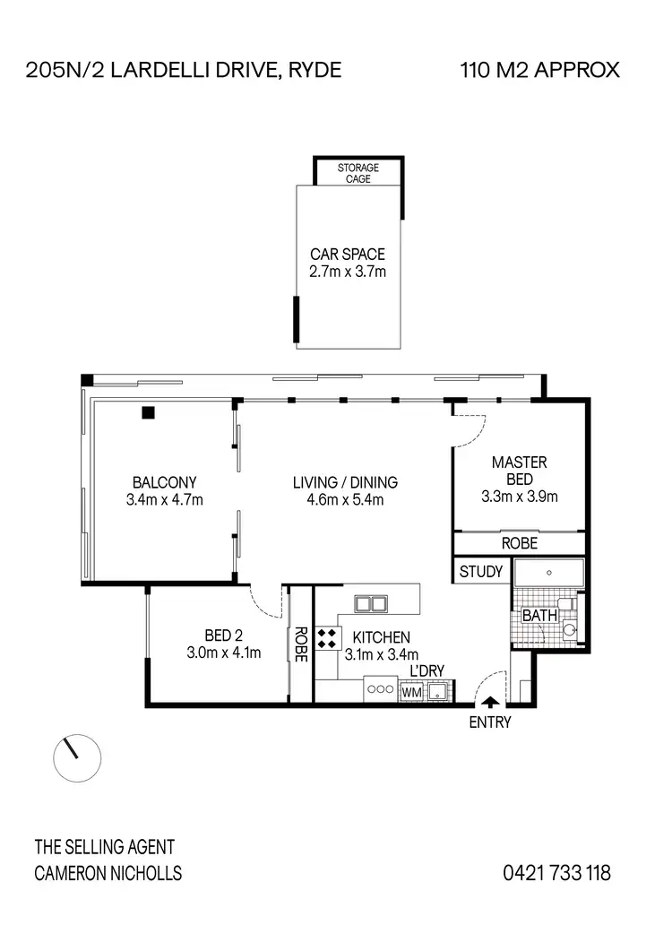 Floorplan of Homely apartment listing, 205N/2 Lardelli Drive, Ryde NSW 2112